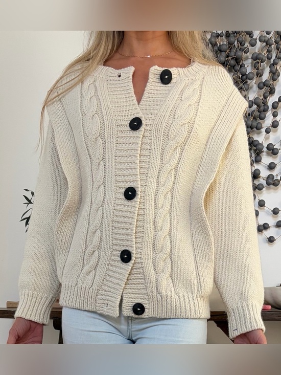 Apiece Apart Sweaters - Apiece Apart Cream Cable-Knit Button Wool / Alpaca Cardigan XS